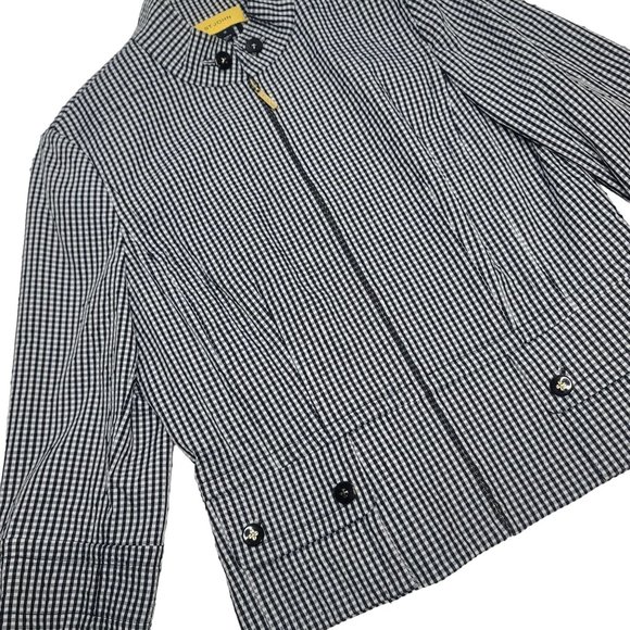 St. John black and white gingham check seersucker blazer size 14 - Picture 4 of 8